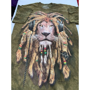 The Mountain Manimals Men Rasta Lion Green Tye Dye T Shirt Size M Brand New